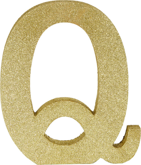 Glitter Gold Decorating Letter Q | 1 ct