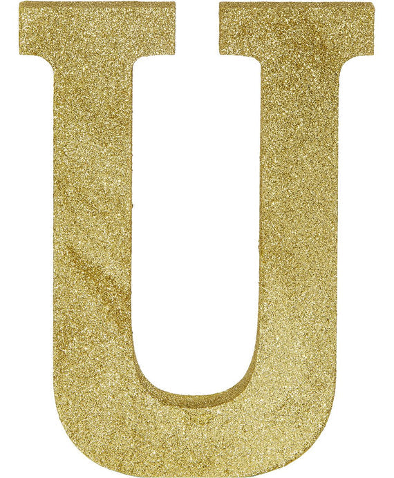 Glitter Gold Decorating Letter U | 1 ct
