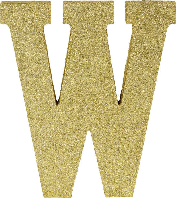 Glitter Gold Decorating Letter W | 1 ct