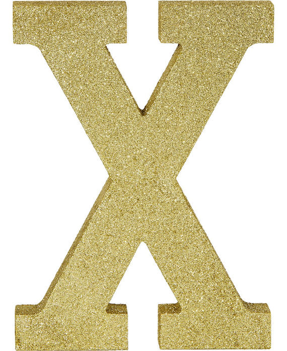Glitter Gold Decorating Letter X | 1 ct
