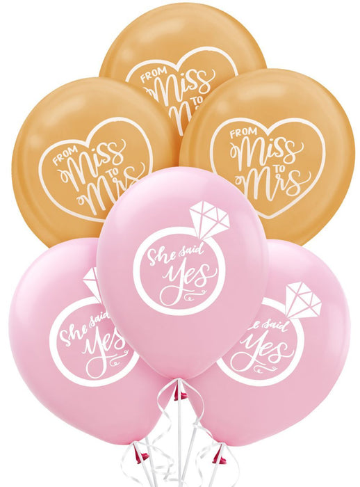 Pink and Gold Flat Bridal Shower Balloons | 15 ct