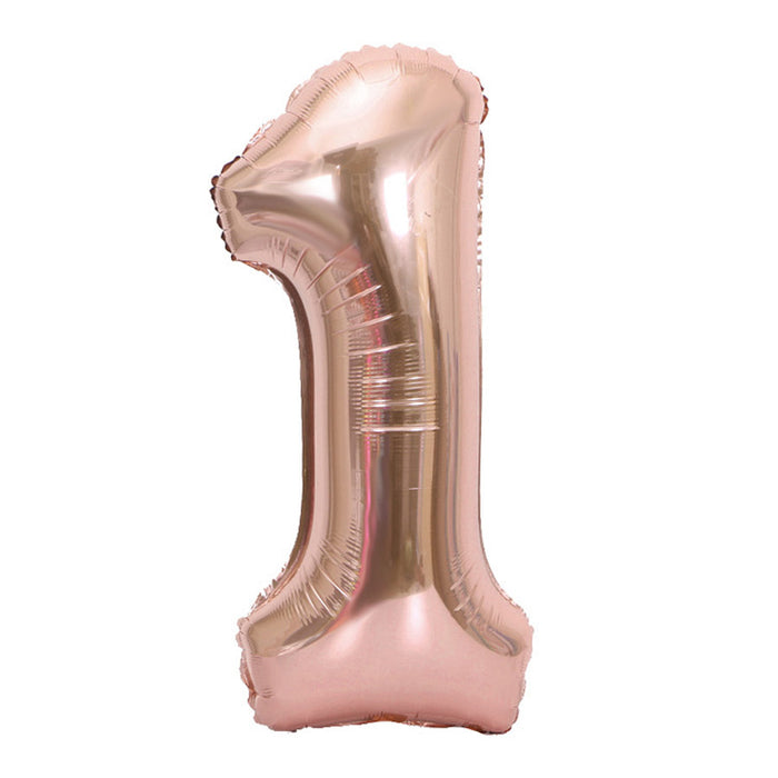 Air Filled Rose Gold Mylar ''1'' Number Balloon, 16" | 1 ct