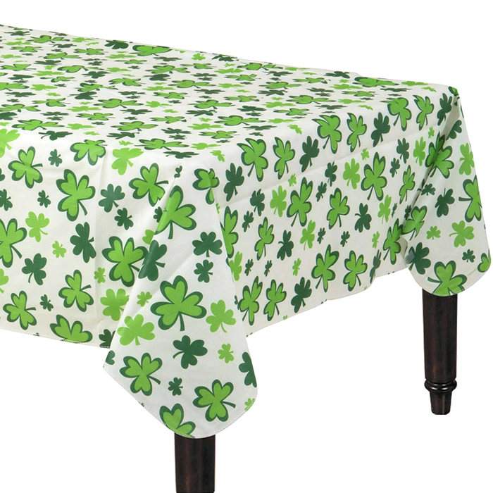 Shamrocks Flannel-Backed Vinyl Table Cover St. Patrick's Day | 1ct
