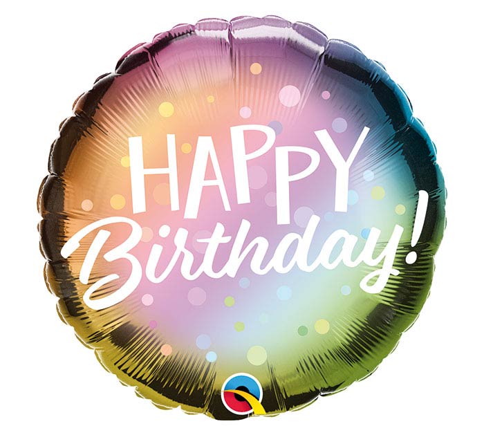 Happy Birthday Metallic Ombre Dots Balloon 18" | 1ct