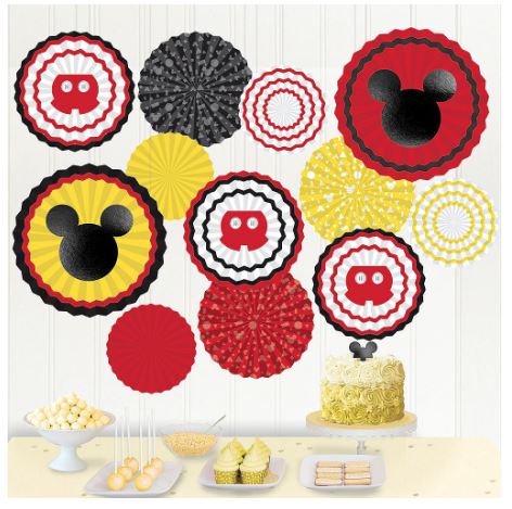 Mickey Mouse Paper Fan Decorations  | 17pcs