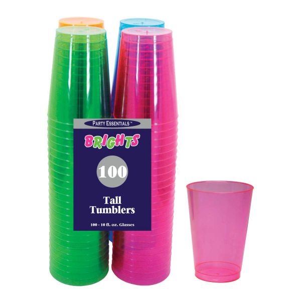 Tall Tumblers Assorted Neon  10OZ.  | 100 CT.