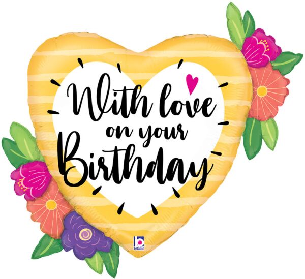 Happy Birthday With Love Supershape Mylar Balloon 35" | 1ct