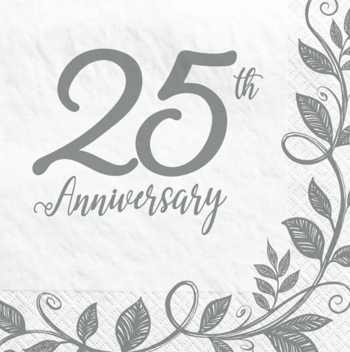 Happy 25th Anniversary Lunch Napkins | 16ct