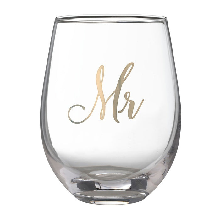 Lillian Rose Gold Mr. Stemless Wine Glass | 1ct