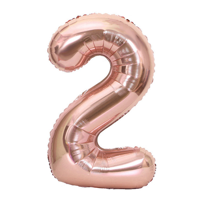 Air Filled Rose Gold Mylar ''2'' Number Balloon, 16" | 1 ct