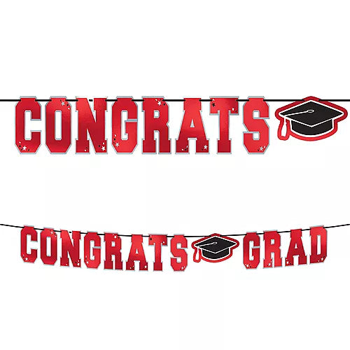 Graduation Red Large Letter Banner 12' | 1 ct