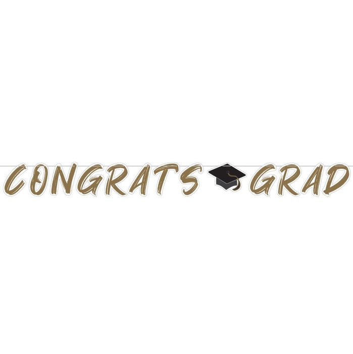 Graduation Congrats Grad W/Cap Letter Banner 8ft | 1ct