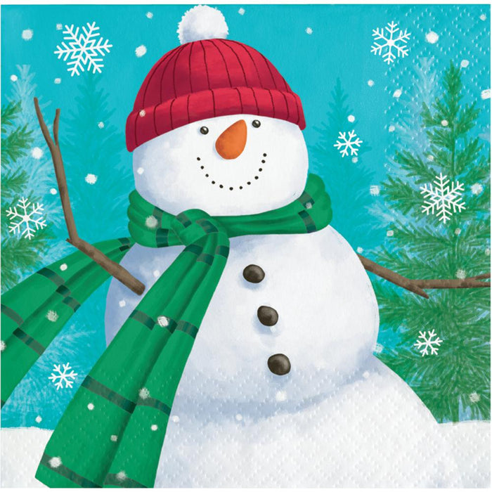 Christmas Smiling Snowman Beverage Napkins | 16 ct
