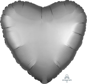 Silver Satin Luxe Heart Balloon 18" | 1ct