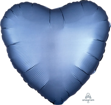 Steel Blue Satin Luxe Heart Balloon 18" | 1ct