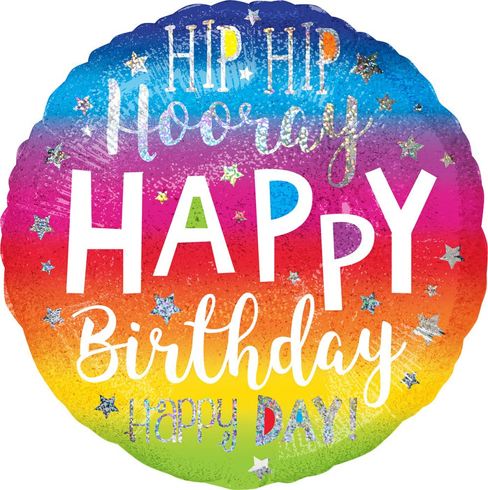 Hip Hip Hooray Happy Birthday Mylar Balloon 18" | 1ct