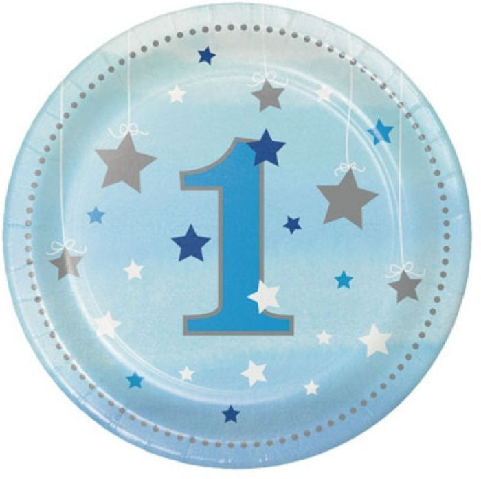 1st Birthday One Little Star Blue Dessert Plates 7" | 8 ct