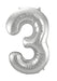 Air-filled Silver Number Balloon 3