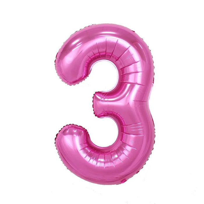 #3 Pink Jumbo Metallic Balloon 34" | 1ct