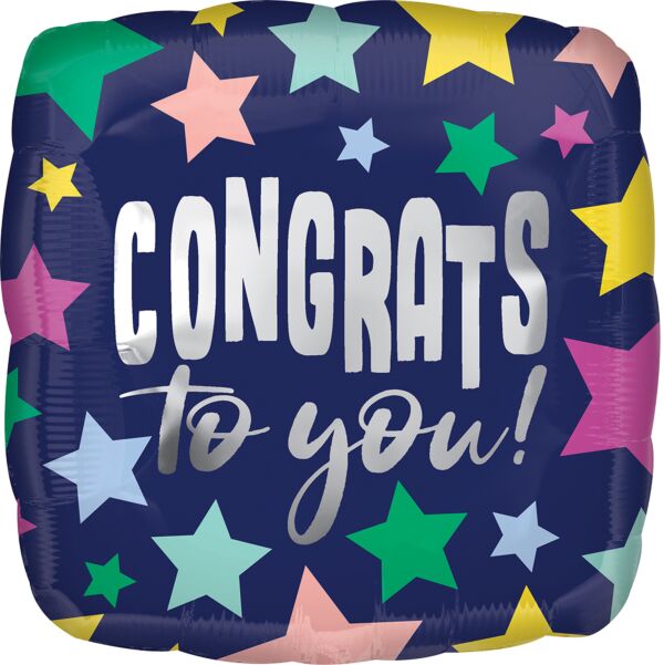 Congrats To You Stars Square Mylar Balloon 18" | 1ct