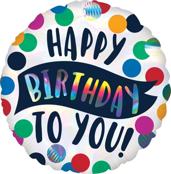 Happy Birthday Iridescent Time To Party Mylar Balloon 18" | 1ct