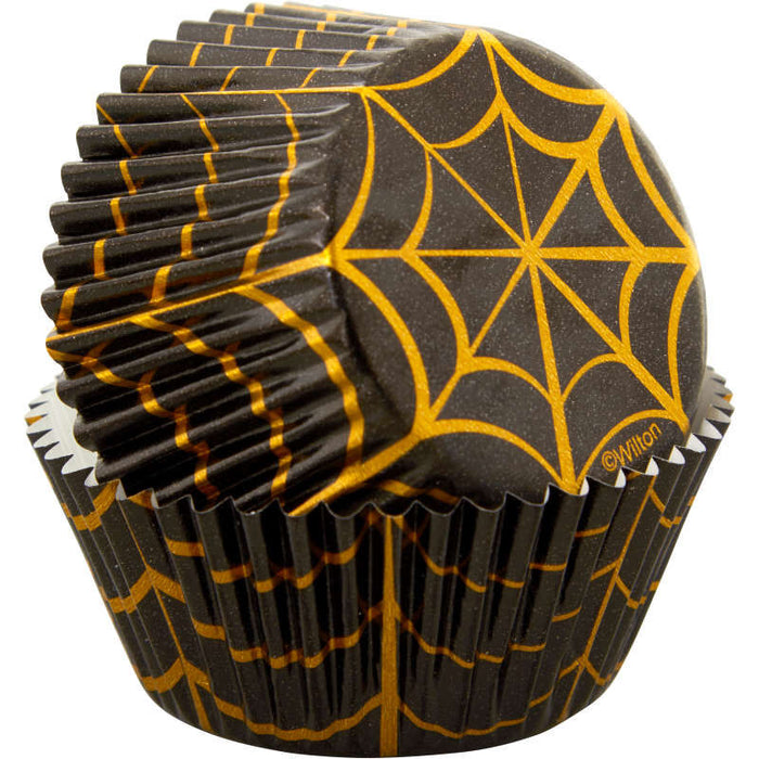 Halloween Gold Foil Spider Web Standard Cupcake Liners 24ct
