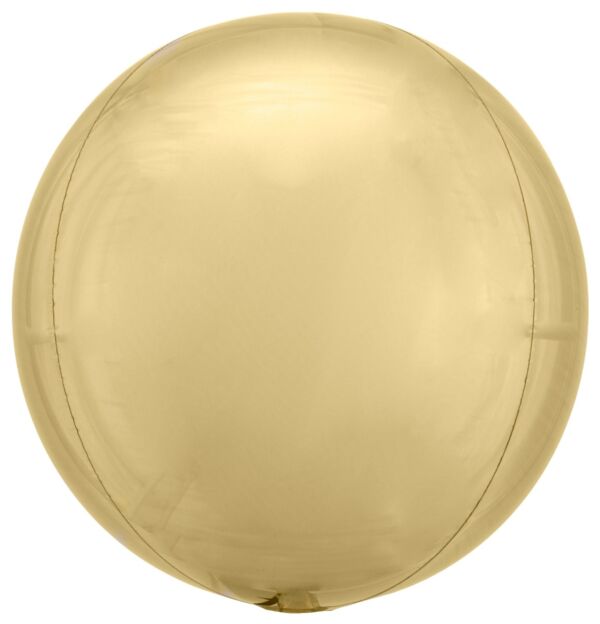 16-Inch White Gold Circle orbz Balloon. Balloon is a perfect sphere when inflated.