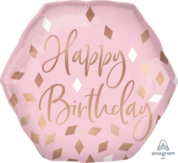 Happy Birthday Blush Mylar Supershape Balloon 23" | 1ct