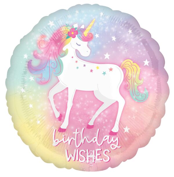 Enchanted Unicorn Birthday Wishes Mylar Balloon 18" | 1 ct