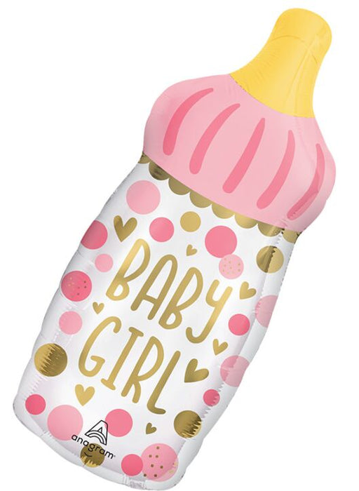 Baby Girl Bottle Super Shape Mylar Balloon 31" | 1ct