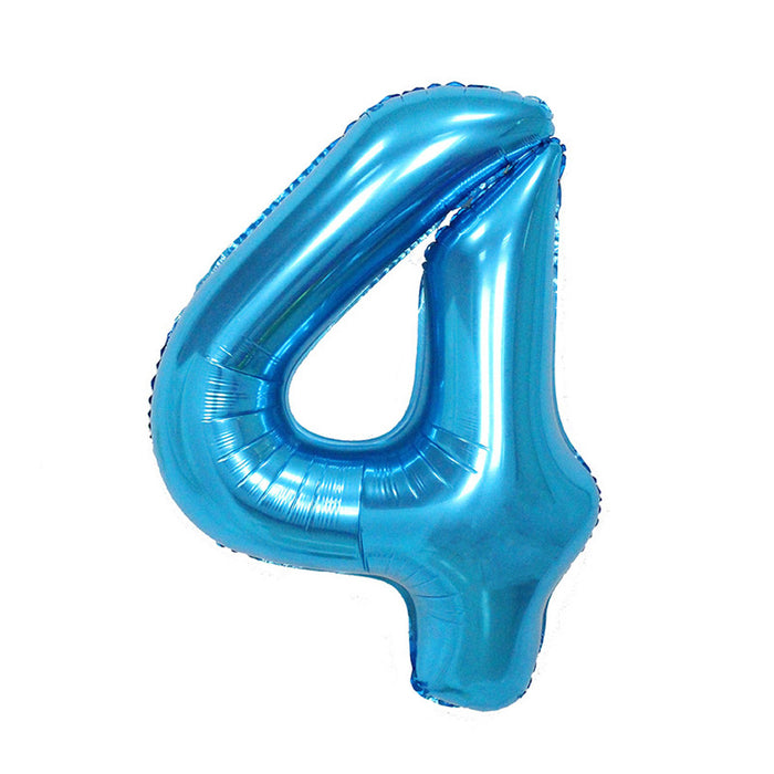 #4 Blue Jumbo Metallic Balloon 34" | 1ct