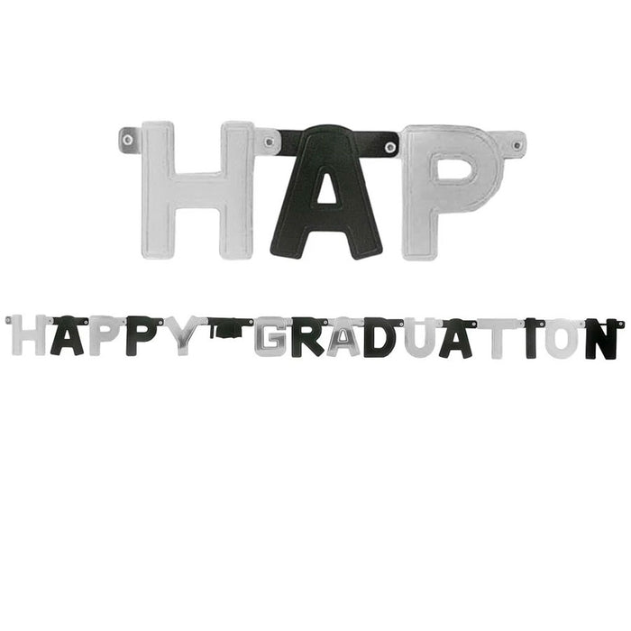 Graduation Black and Silver Letter Banner | 1ct