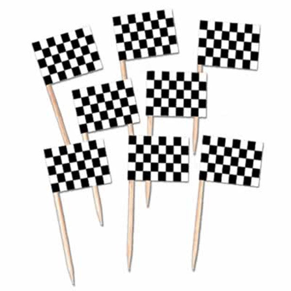 Checked Flag Party Picks, 2.75" | 50 ct