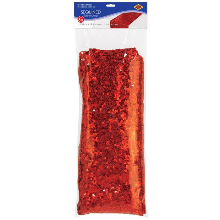 Patriotic Red Sequined Table Runner 6ft | 1 ct