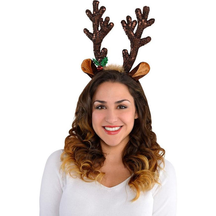 Christmas Sequin Reindeer Antlers Headband | 1ct