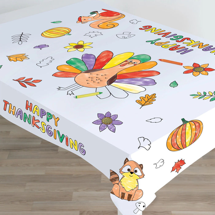 Thanksgiving Turkey Day Color-In Table Cover 48" x 36" | 1 ct
