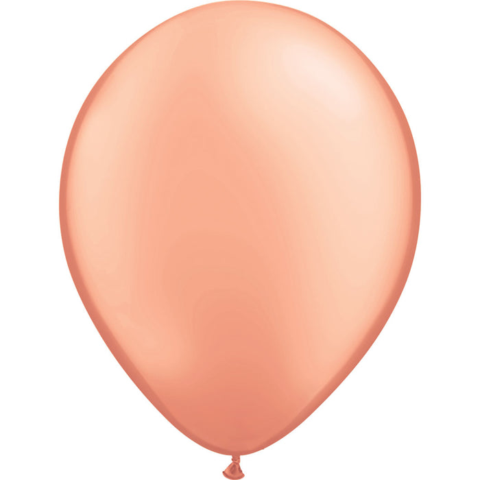 An inflated 11-inch Qualatex Rose Gold Latex Balloon.