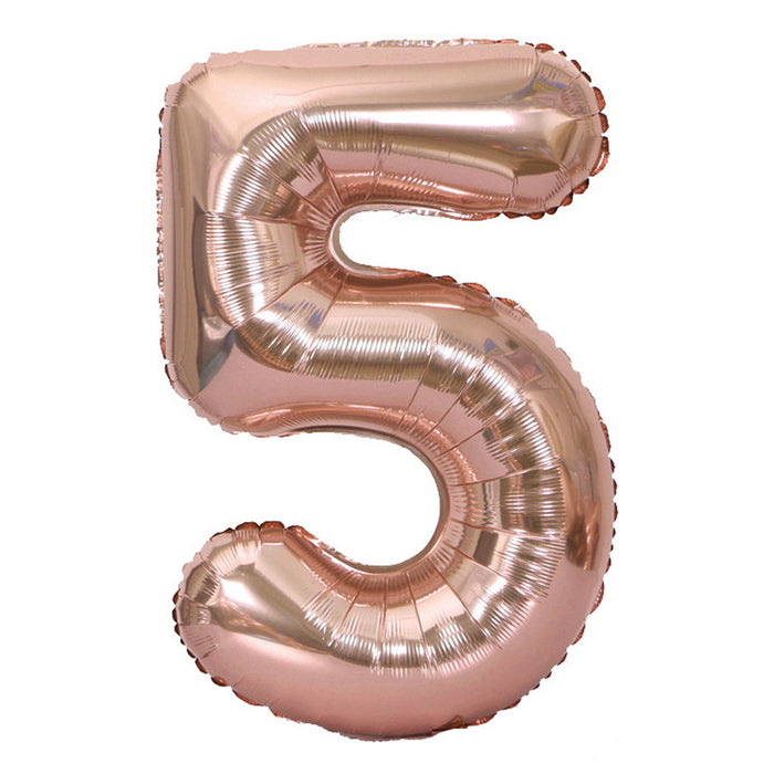 Air Filled Rose Gold Mylar ''5'' Number Balloon, 16" | 1 ct