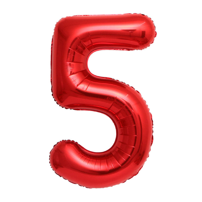 #5 Red Jumbo Metallic Balloon 34" | 1ct