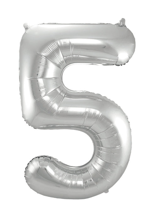 #5 Silver Jumbo Metallic Balloon 34" | 1ct