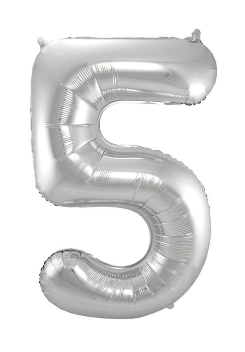 Air-filled Silver Number Balloon 5