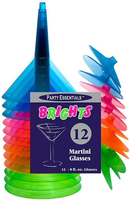Neon Plastic Martini Glasses 8oz. | 12ct