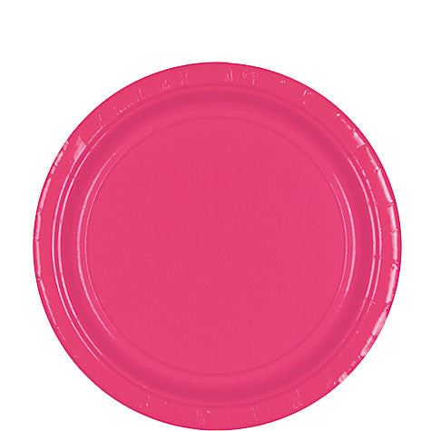 Bright Pink Lunch Paper Plates 8.5