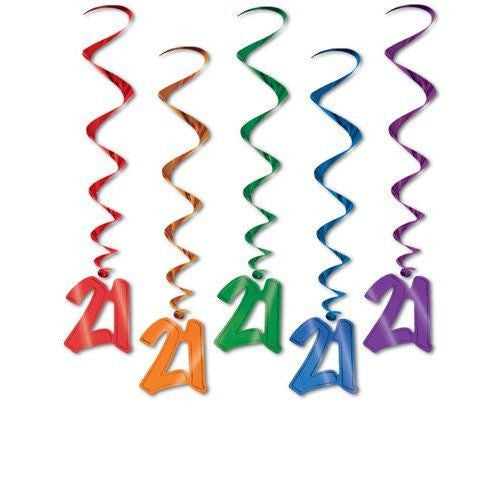 "21" Hanging Whirl Decorations | 5ct