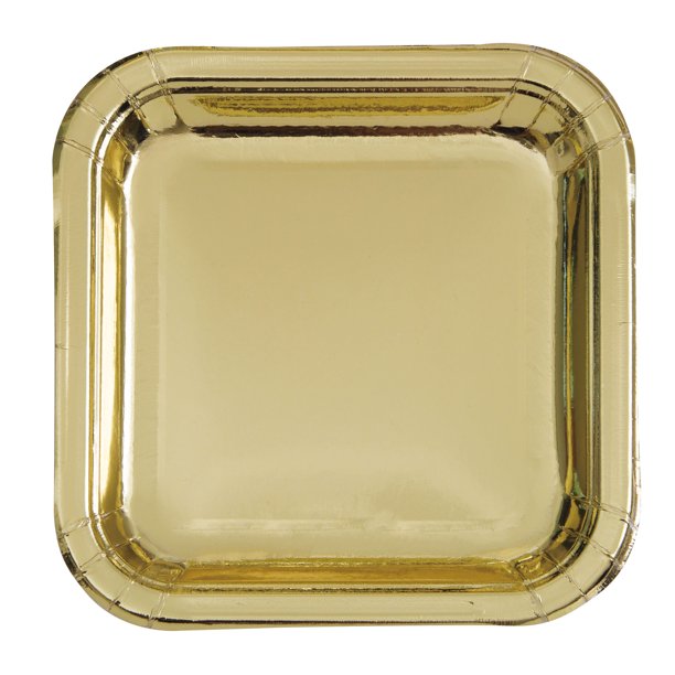 Gold Foil Square Paper Plates 9" | 8ct