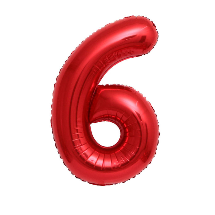 #6 Red Jumbo Metallic Balloon 34" | 1ct