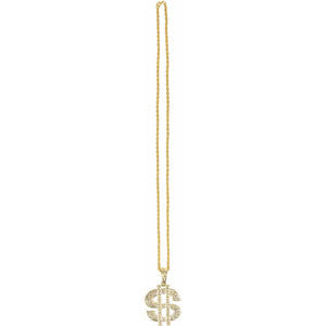 Gold Dollar Sign Casino Necklace