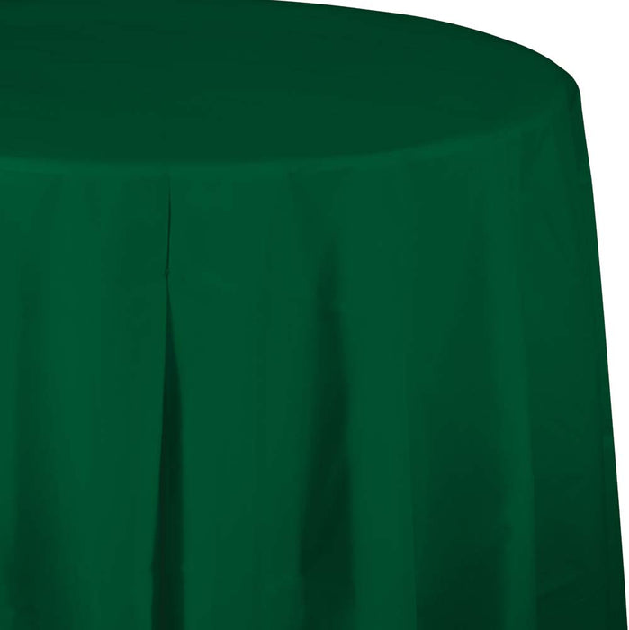 Hunter Green Round Plastic Table Cover 82" | 1 ct