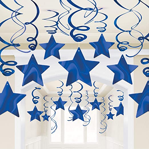 Royal Blue Swirl Shooting Star Decorations | 30pcs