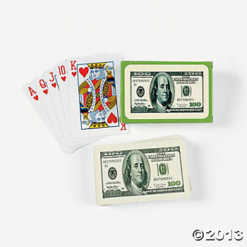 $100 Bill Playing Cards 2.5" x 4" |12 ct